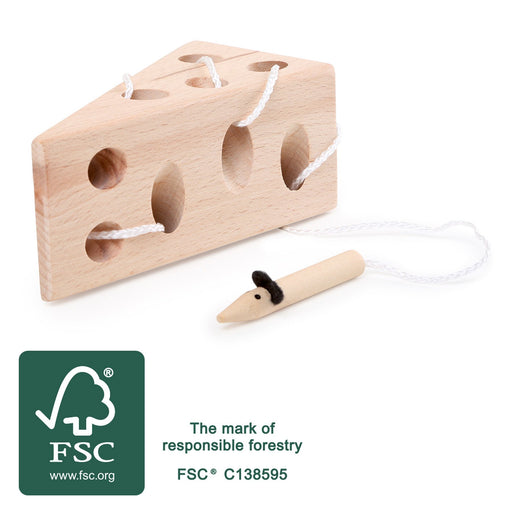 Fädelspiel / Geduldspiel Käse und Maus - 100% FSC Holz
