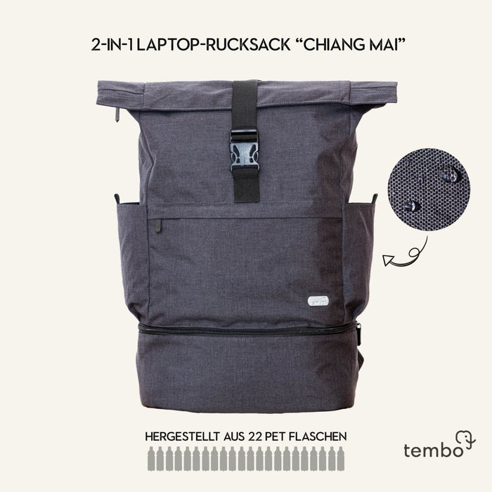 Tembo - ergonomischer 2in1 Laptop-Rucksack "Chiang Mai" Petrol