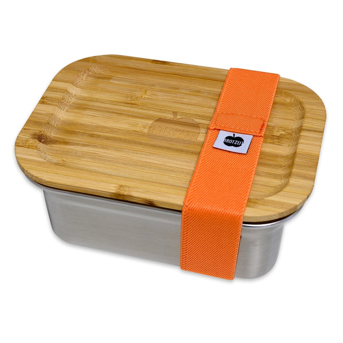 Brotzeit - Edelstahl Lunchbox mit Bambusdeckel "Woody"