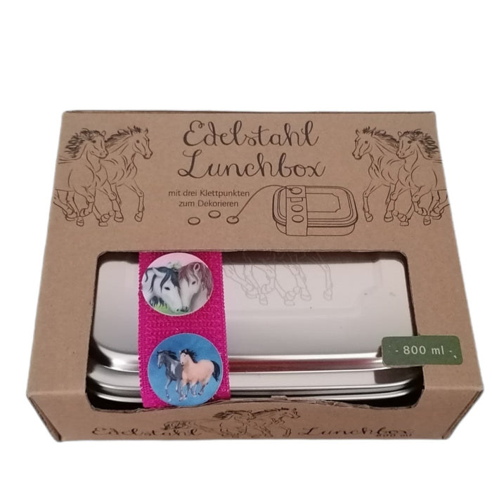 Edelstahl Lunchbox Tapir Ella mit Unterteilung - Pferde