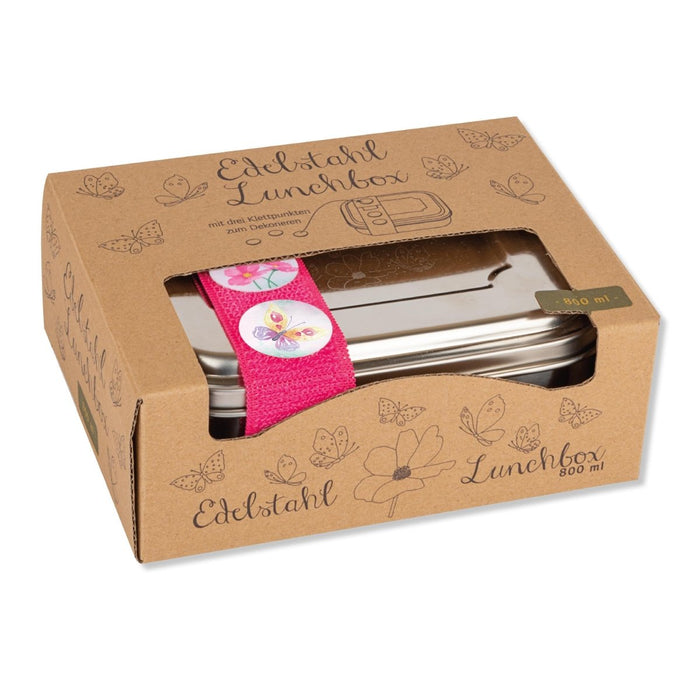 Edelstahl Lunchbox Tapir Ella mit Unterteilung - Schmetterling