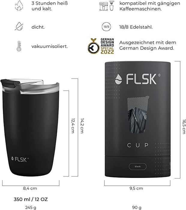 FLSK - "Cup" aussergewöhnlicher Thermobecher (350ml) Schwarz