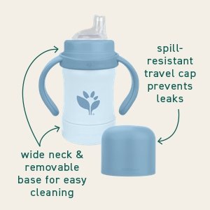 Green Sprouts - Trinklernbecher aus innovativer Pflanzenfaser für Babys ab 6 Monate - Blau