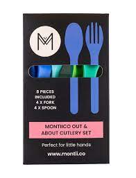 MontiiCo 8-teiliges Mini-Besteckset Blau