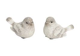 Vogel weiss mit Glitzer - Miniatur Figuren / Tiere