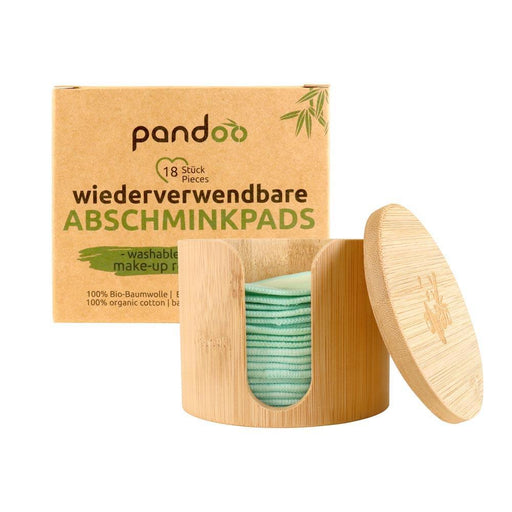 Pandoo - 18 Abschmink Pads in der Bambusbox - 100% BIO Baumwolle