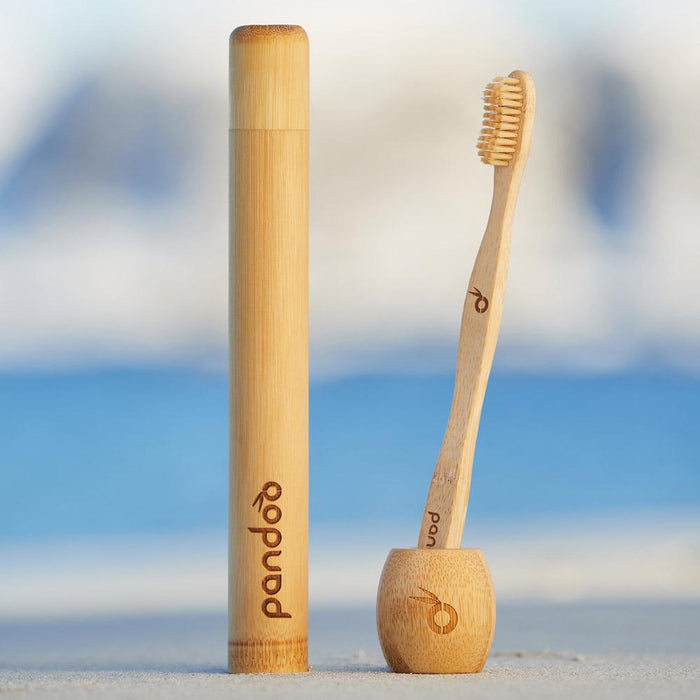 Pandoo - Zahnbürsten Halter / Zahnbürsten Ständer aus 100% Bambus