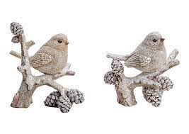 Wintervogel weiss mit Glitzer - Miniatur Figuren für Wichtelhaus & Wichteltür